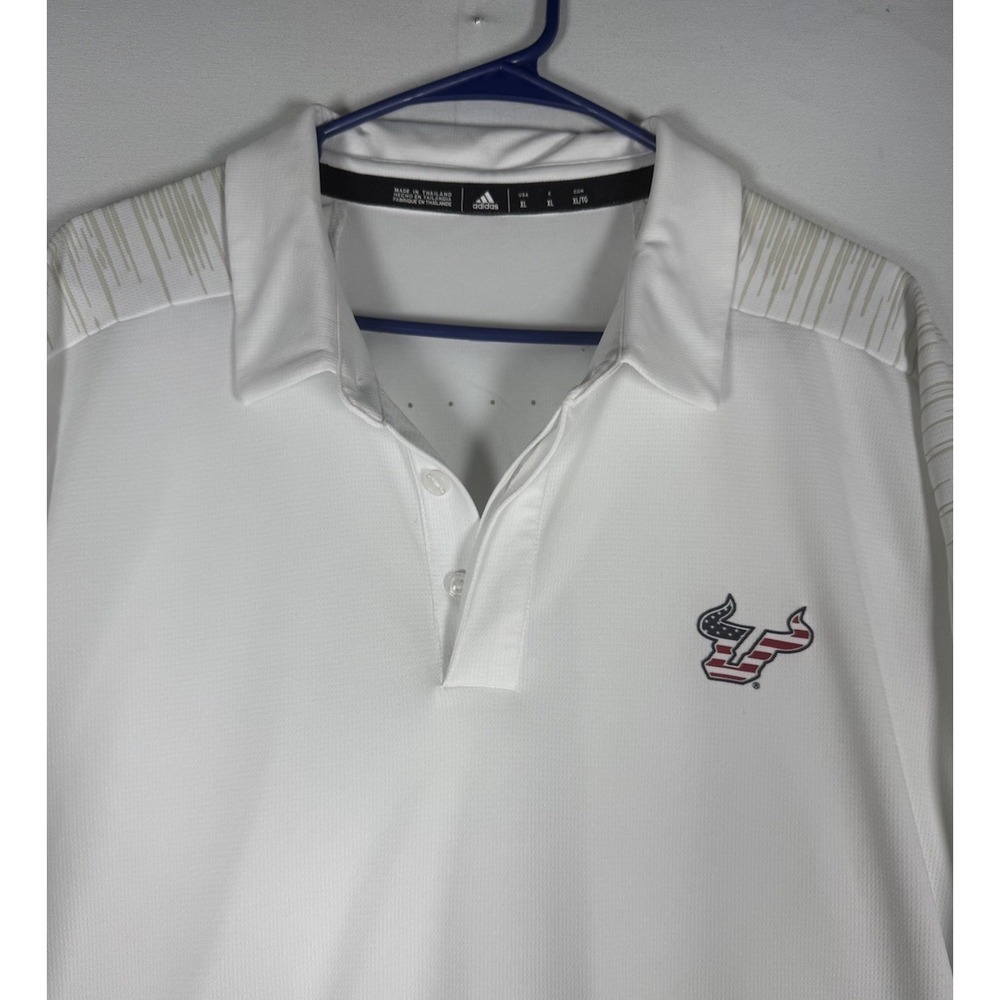 Adidas USF South Florida Bulls Men's XL Team Issue Golf Polo Shirt White EUC